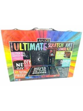 Art 101 Ultimate Scratch Art Combo Kit With 41 Pieces Glitter Foil & Rainbow Pag